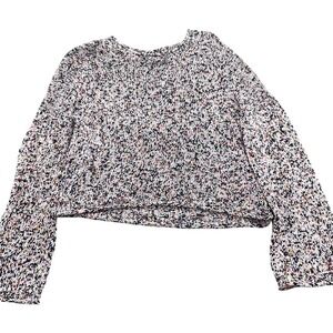 Madewell Sweater Women Small Blue Red Multi Confetti Crop Chunky Knit‎ Relaxed